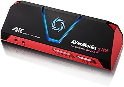 AVerMedia Live Gamer Portable 2 Plus, 4K Pass-Through, Full HD 1080p60 USB Game Capture, Ultra Low Latency, Record, Stream, Plug & Play, Party Chat for Xbox, Playstation, Nintendo Switch (GC513)
