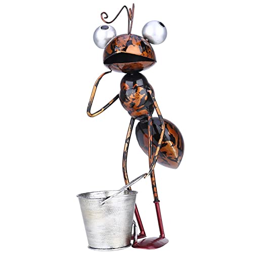 GDICONIC Metal Ant Garden Decoration Sculpture Home Yard Lawn Yard Indoor Outdoor Statue Ornament with Removable Bucket (Ant Holding a Bucket)