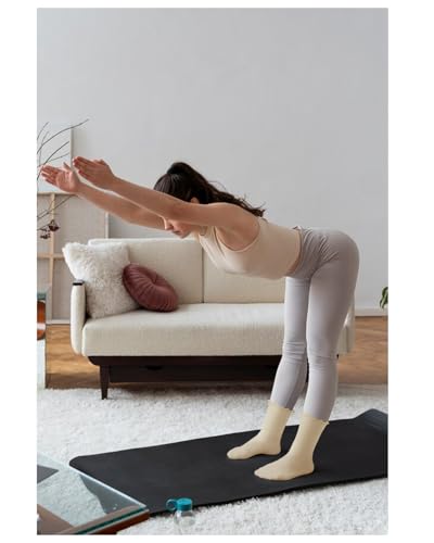 Image of yeuG Pilates Socks with Grips for Women Non Slip Grip Crew Socks with Ruffle for Yoga, Barre, Barefoot Workout Cute Grippy Socks