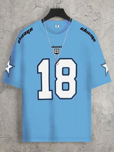 Image of SXV STYLE Chicago Sports Jersey, Number 18, Black with Red Graphics, Short Sleeve T-Shirt