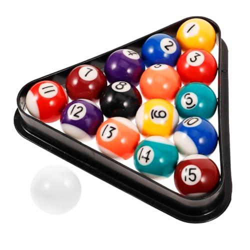 Abaodam 1 Set Mini Billiard Balls Wear Resistant Pool Balls for Includes Billiard Rack Durable Resin for Training and Family Fun