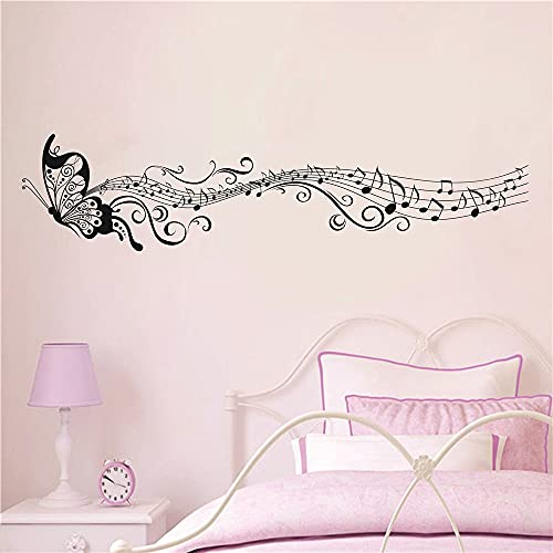 Vinilo Decorativo Mariposas Musicales Negro 33x145 cm Pack 2 miniatura 2