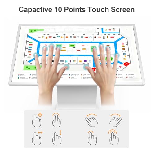 Image of 43 Inch Touch Screen Kiosk, 10pt PCAP Touch Screen Digital Signage, Plug&Play K-Style Indoor Digital Signage, Interactive LCD Display Signage, CMS /U-Disk Publish Content, Split Screen, Android 11