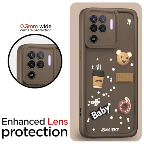 Image of Pikkme Back Cover for Oppo F19 Pro | Cute Fun Cartoon 3D Bear Silicone Full Body Protection Bumper Case (Brown)