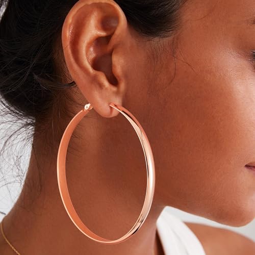 Image of Gacimy Gold Hoop Earrings for Women with 925 Sterling Silver Post | Hypoallergenic Lightweight Thick Hoops Earrings for Women Trendy Jewelry Gift
