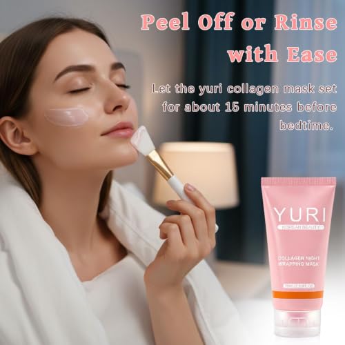 YURI Collagen Mask, Collagen Night Wrapping Mask, Collagen Overnight Glass Skin Peel Off Face Mask, Elasticity & Hydration Care, Restored Balance & Ongoing Renewal, All Skin Types Skincare(2.53 FL.OZ) - Image 4