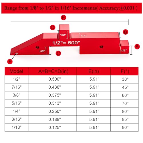 Bekith 7pcs Router Table Setup Bars, Precision Aluminum Alloy Setup Blocks Height Gauge Set for Router and Table Saw Accessories Woodworking Set Up, Measuring Height Depth Angle Gauge