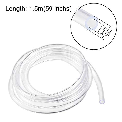 Uxcell A19121300UX0091 Pvc Hose Tube, 5Mm(0.19") Id X 7Mm(0.27") Od 1.5M/4.9Ft Clear Vinyl Tubing thumb #1
