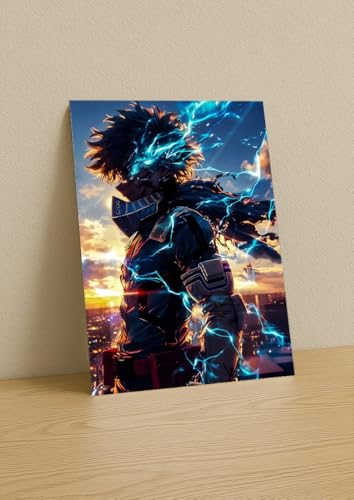 Image of NIJUKA Anime Printed A4 Size Metal sheet Poster For Home And Room Decoration | For Anime Art Fans Boys And Girls (100% Power User OFA)