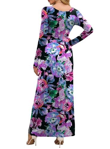 Image of DEARCASE Women's Maxi Dress Long Sleeve Crewneck Empire Waist Long Dresses