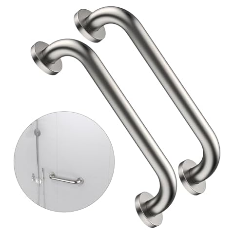 2 Pack 16 Inch Shower Grab Bar 1.25" Diameter, ZUEXT Satin Brushed Nickel Stainless Steel Bathroom Grab Bar, Bath Balance Bar,Safety Hand Rail Support,Handicap Injury Elderly Senior Assist Bath Handle Cover