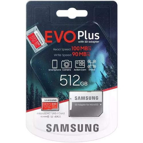 Samsung Evo Plus 512GB micro SD SDXC Class 10 U3 memory card with Adapter 100MB/S 4K