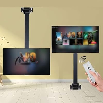 GFSGHZZ LCD Tv Floor Stand - Electric Tv Ceiling Mount, for 32" to 75" Tvs, Supporting Hole Spacing Within 600 * 400Mm, Two Installation Methods, with Remote Control and Memory Setting