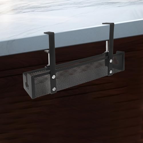 Bandeja portacables para escritorio Hohopeti de malla negra grande de 40 cm para gestión de cables en oficina y hogar miniatura 5