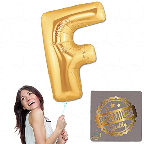 40 Inch Giant Jumbo Foil Mylar Alphabet Balloons Premium Quality For Helium Floating Party Decoration Photo Shot, Matte Gold, Letter F #TOP24