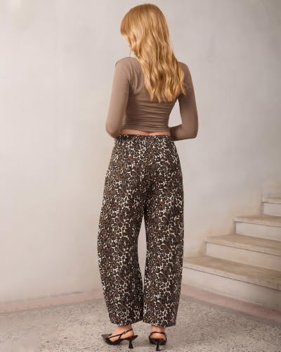 Utyful Barrel Jeans Women Elastic Waist Pull On Baggy Jeans Leopard Pants - image 4