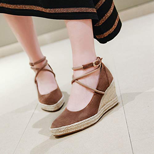 MIOKE Women's Espadrille Wedge Sandals Pointed Toe Ankle Strappy Chunky Platform High Heel Dress Shoes4