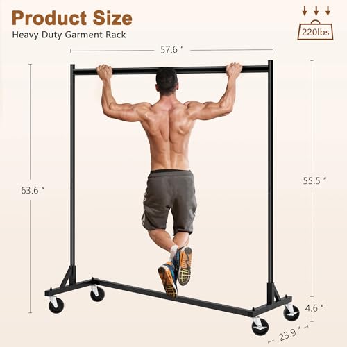 Image of Hoctieon Z Rack, Rolling Clothes Racks with Z-Base, Heavy Duty Garment Rack, Clothing Racks for Hanging Clothes, Sturdy Metal Hanging Holder, Clothes Organizer Rack, Black
