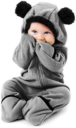 Fleece Baby Bunting Bodysuit – Infant One Piece Kids Hooded Romper Outerwear Toddler Jacket