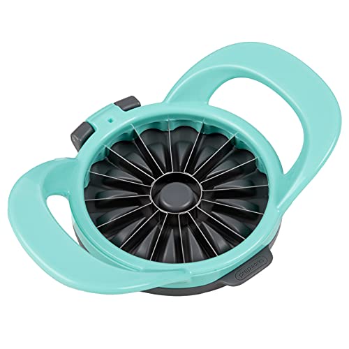 PrepWorks by Progressive Dishwasher Safe 16-Slice Thin Apple Slicer and Corer with Attached Safety Cover (Turquoise)