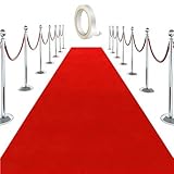 YuLiMirich Roter Teppich Läufer, 1 x 5 m Eventteppich Hochzeitsteppich VIP Event Teppich Rutschfester Red Carpet Empfangsteppich Messeteppich mit Klebeband