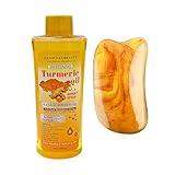 Turmeric Essential Oils - Turmeric & Vitamin E Oil - Anti-Aging & Anti Wrinkles Body Oil for Women - Deeply Nourishing Body Oil for Dry Skin - Body&Facial Oils Gel - Turmeric Massage Oils Guasha Tool