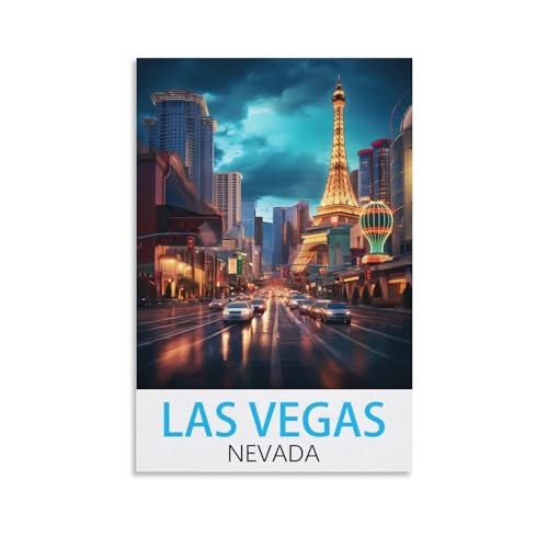 HWJJUII Poster de voyage vintage de Las Vegas Nevada - Impression sur toile moderne pour chambre à...