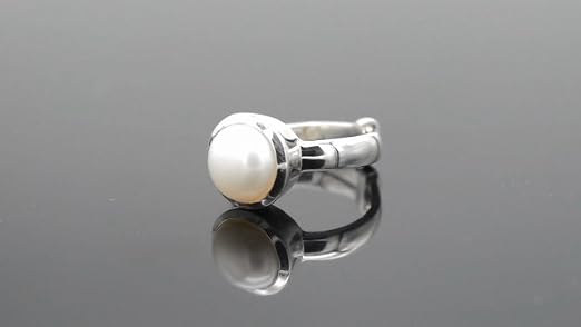 Jewelryonclick 6 Carat Natural Pearl Adjustable Ring - Sterling Silver, Sizes 5-13 For Men & Women