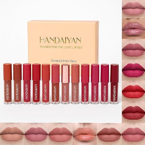 Combo pack of 12 | Waterproof Matte Long Lasting Smudge-Proof Transfer-Proof Lipstick Gift Set For Women | All Skin Tones | Lipstick Set in Nude, Brown, Pink, Red Shades- 2.5ml