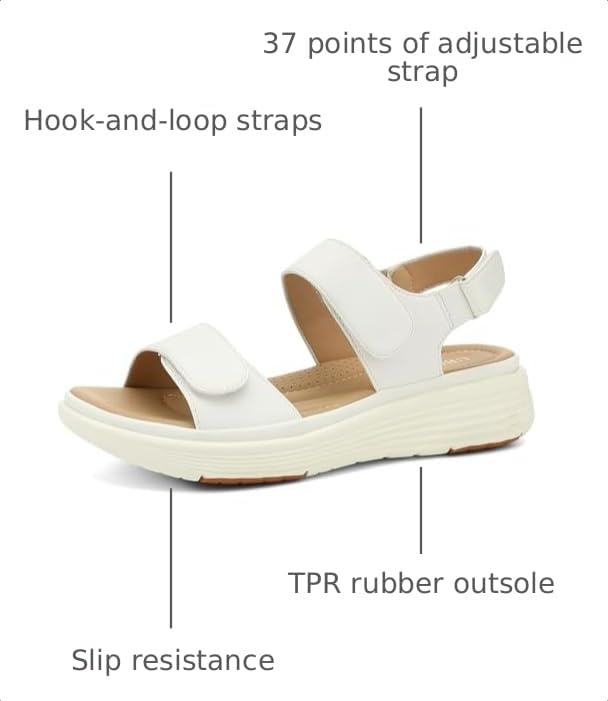 Image of UBFEN Womens Platform Sandals Wedge Walking Comfortable Casual Adjustable Strap Lightweight Open Toe