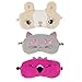 XiYee 3 Pezzi Mascherine per Dormire Animali, Maschera per Dormire Bambini Mascherina per Occhi Unisex 3D Peluche Traspirante Maschera per Gli Occhi Simpatico Cartone Animato