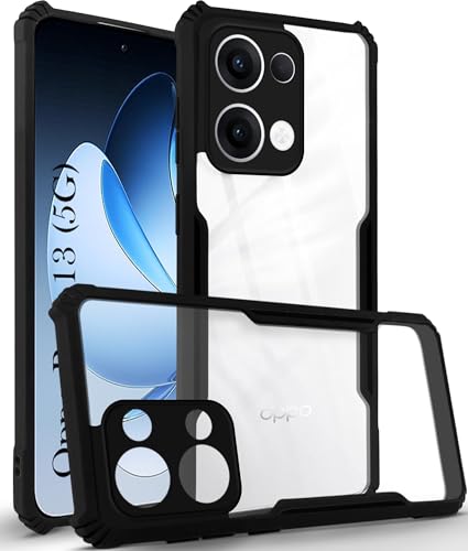 Image of Jkobi Back Case Cover for Oppo Reno13 5G | Oppo Reno 13 5G (Shockproof with Polycarbonate Clear Panel | Professional Black)