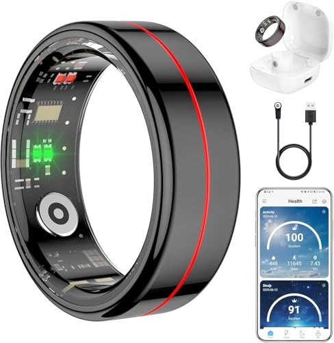 Fit Ring for Women Men, Ring Health Tracker with Heart Rate,Blood Oxygen,Heart Rate Variability, Stress, Sleep Monitor, - Detailed View