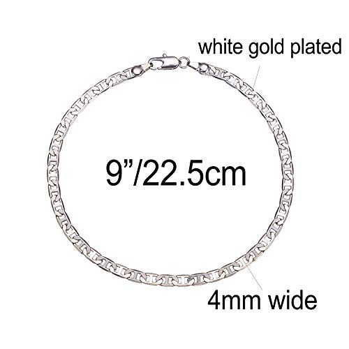 Image of kelistom Gold Anklet for Women 14K Gold / 18K Gold /Platinum Plated Flat Mariner Link Chain Ankle Bracelets for Women 9 10 11 inches