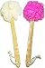 Shower Loofah Body & Back Scrubber - Exfoliating Loofah Bath Brush On a Stick - With Long Wooden Handle Back Brush For Men & Women - Easy Reach Body Wash & Lotion Applicatorï¼ˆ 2 PACK- White&Redï¼‰