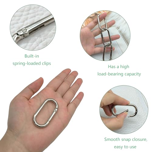 XCSJ 10 Pcs Oval Carabiners 49mm Large Oval Carabiner Clip Zinc Alloy Snap Spring Oval Ring Oval Spring Lobster Clasp for Handbag Bags - Image 3