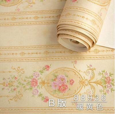 European Pastoral Non Woven Pink Wallpaper Thick Deep Embossed