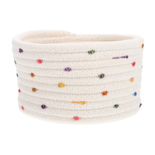 Cesta de almacenamiento pequeña de cuerda de algodón beige para muebles 8