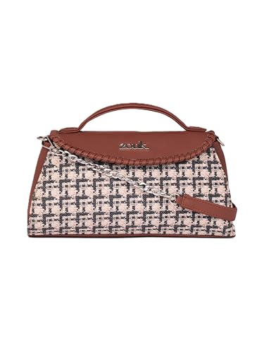 Image of ZOUK Saisha Sling Bag for Women - Vegan Leather with Whip-Stitch Detailing & Detachable Silver | Water-Resistant Stylish Purse | Carter Checks