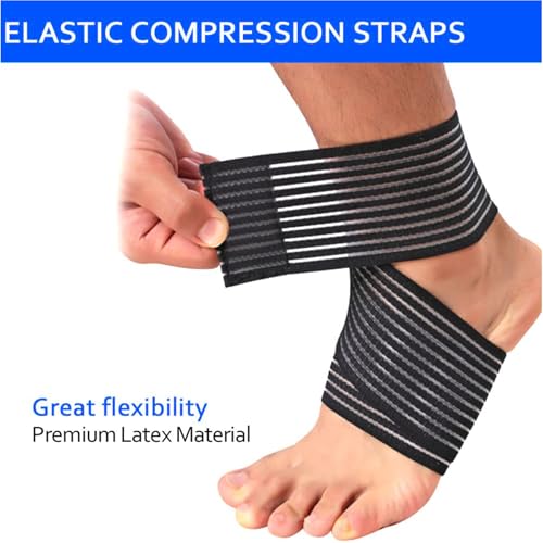 Ideal Swan Compression Bandage, 4 Pieces Elastic Wrap Knee Support Brace, Breathable Ankle Support Brace Knee Bandage Calf Support, Knee Brace Support For Women Men Sports, Running - Image 7