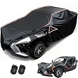 Polaris スリングショットカバー 屋根付き 全天候保護 フルカバー 反射ストリップ&通気口付き