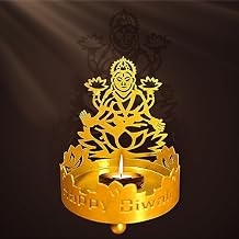 Hying Diwali Candle Shadow Lord Ganesh Diwali Shadow Lamps Deepawali Traditional Diya Tea Light Candle Holder Stand Goddess Lakshmi Shadow Statue for Indian Housewarming Gift Items Diwali Decorations