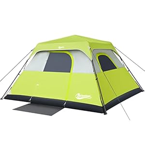 BeyondHOME 6 Person Instant Cabin Tent, 60 Sec Setup Family Camping Tent, Waterproof & Windproof Tent with Top Rainfly, Upgraded Ventilation System, for Car Camping Outdoor, Green