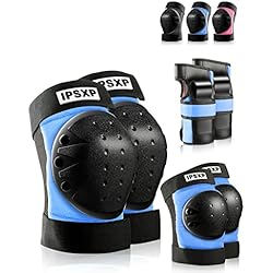 IPSXP Protecciones Patines, Almohadillas para Rodillas Codo Muñeca Niños Adolescente Seguridad en la Protecciones para Monopatín, Skate, Patines, Patinaje, Scooter, Bicicleta (L)