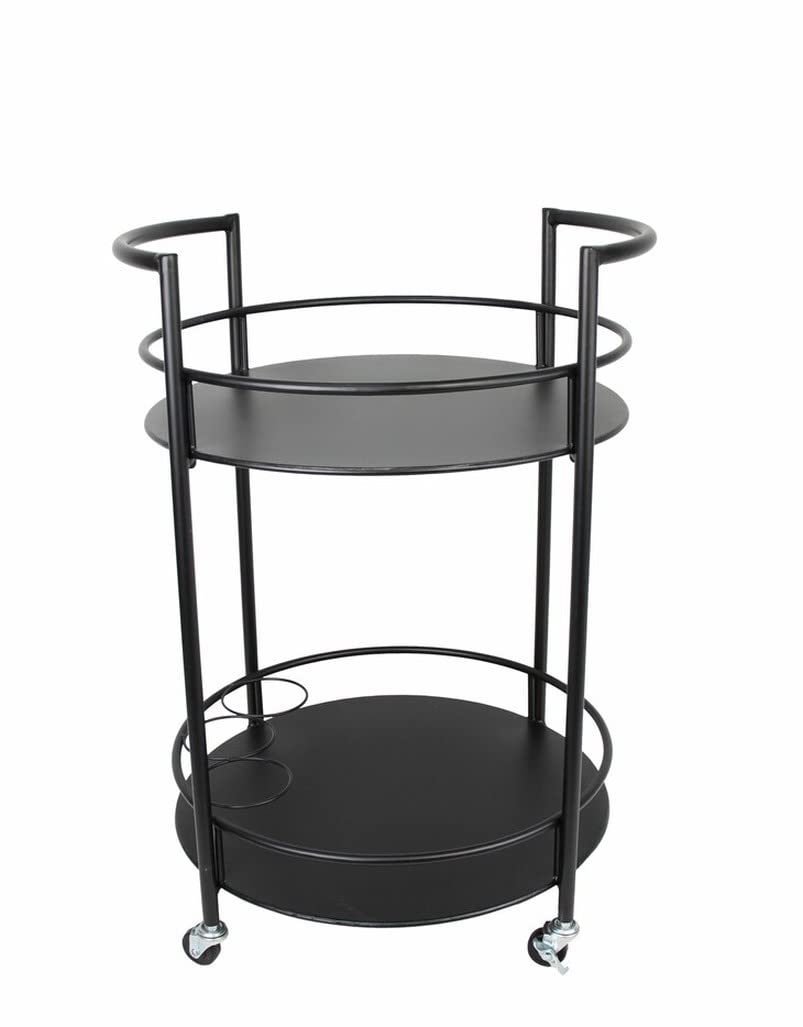 Chariot de service en métal noir Ø 46 x 69 cm Chariot à boissons Chariot de bar