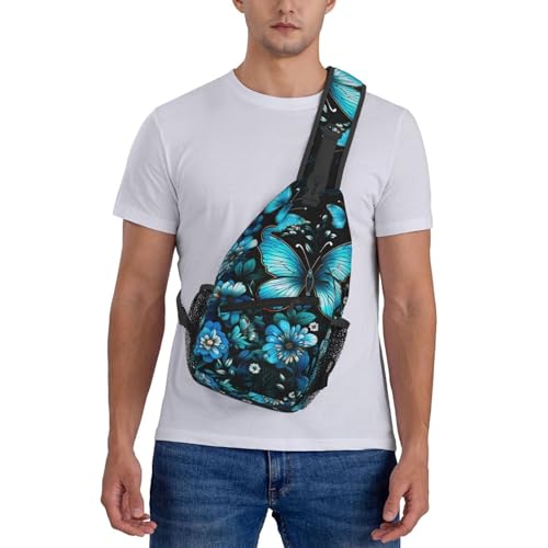Bolso tipo bandolera con estampado azul y mariposas miniatura 7
