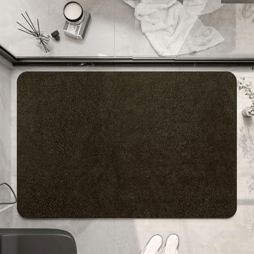 Lukery Alfombra de Diatomita Baño, Alfombrilla de Baño, Antideslizantes Lavables Absorbente Alfombra para Bañera, Espesor 3,5 mm, Ducha, Cuarto de Cocina, Color Sólido (Marrón,50x80cm)