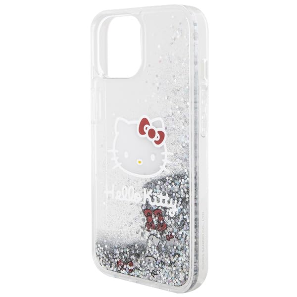 Hello Kitty HKHCP15SLIKHET etui do iPhone 15 6,1" srebrne hardcase Liquid Glitter Charms Kitty Head