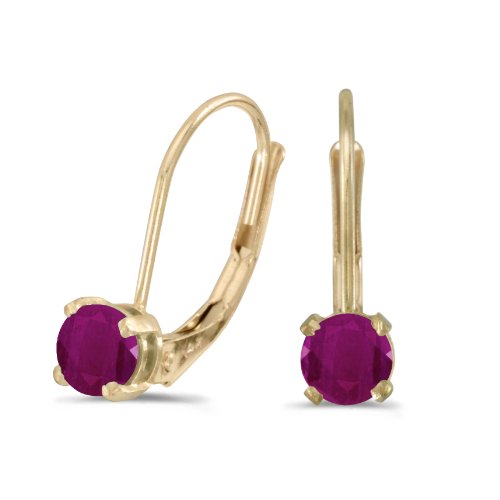 14k Yellow Gold Round Ruby Lever-back...