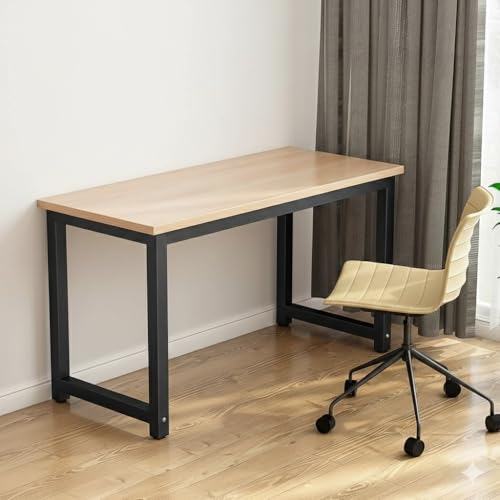 Image of Solid Wood Table Top with Iron /Metal Leg & Elegent Color Working /Writing Desk /Study Desk /Office Desk /Kids Study Table for Study Room | Office | Library | Kids Room |